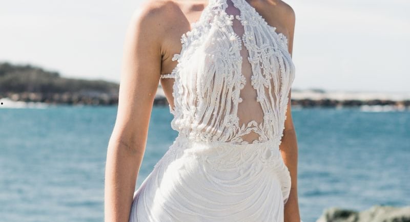 beaded pearl wedding dress