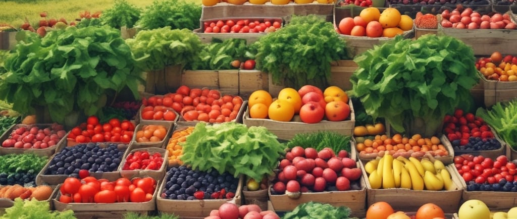 a variety of fruits and vegetables in a display case