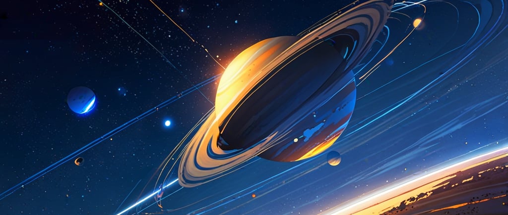 Asteroid orbiting near Venus against glowing Sun