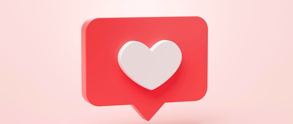 Ícone do Instagram com um coração, que é o símbolo da curtida em um post