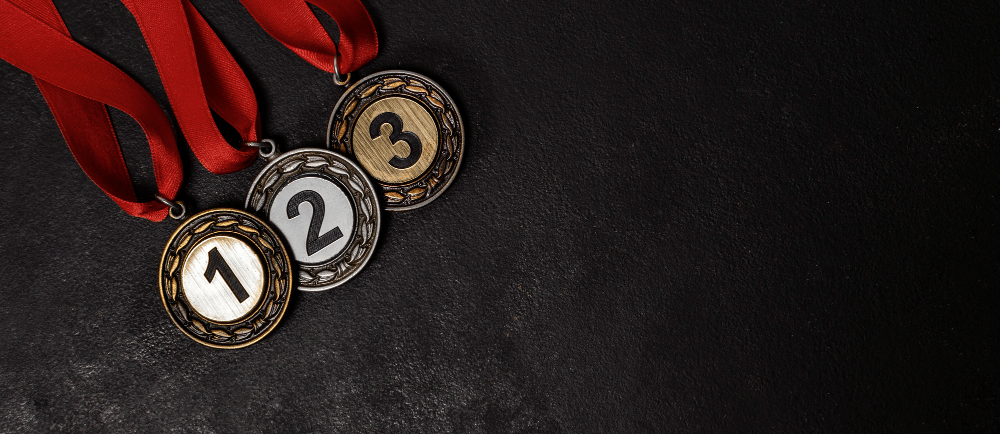Medalhas de 1º, 2º e 3º lugar