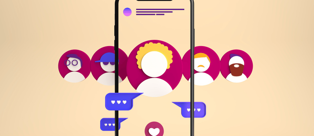 Imagem de celular com ícones de pessoas