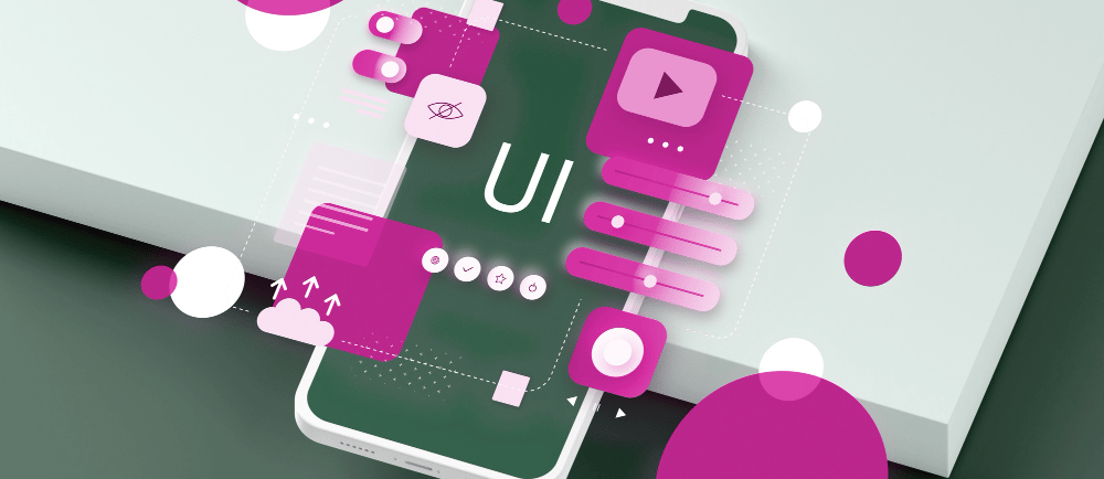 Ilustração com landing page sendo projetada em celular