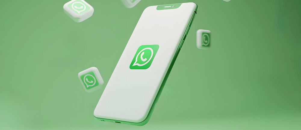 Imagem de celular com o logo do WhatsApp