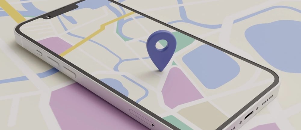 Ilustração de celular com mapa aberto