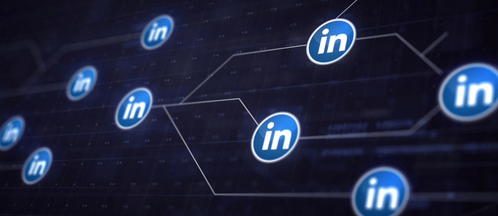 Rede com o logo do Linkedin