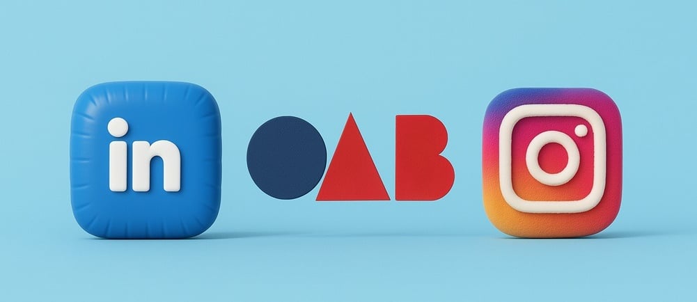Símbolos do LinkedIn, OAB e do Instagram