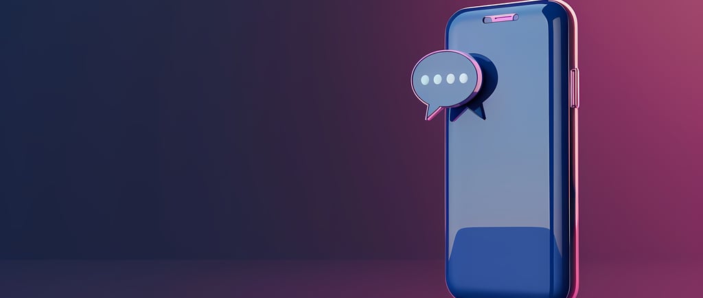 Imagem de celular com ícone de chat