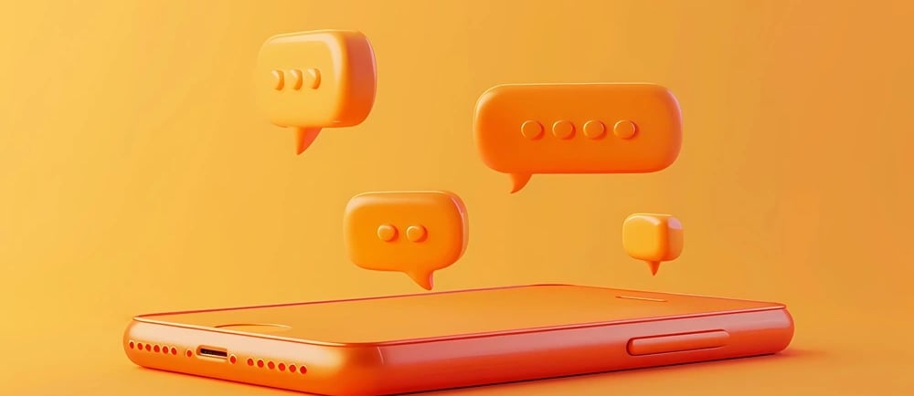 Celular com ícones relacionados a conversas