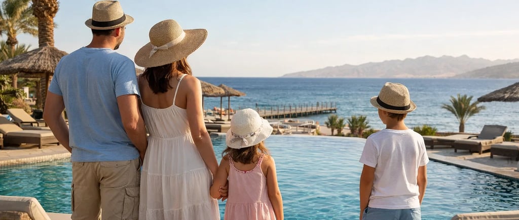 Egipt zdjęcie rodziny patrzącej w stronę morza