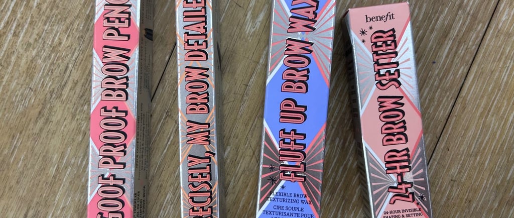 Benefit brow products arranged