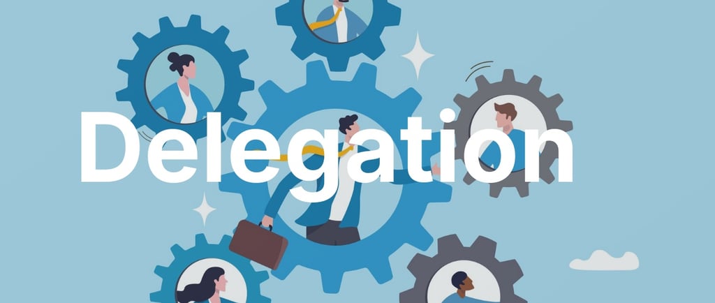 a group of people in business attire with the words delegation