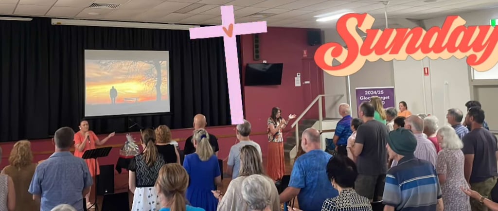 People in church, singing worship songs