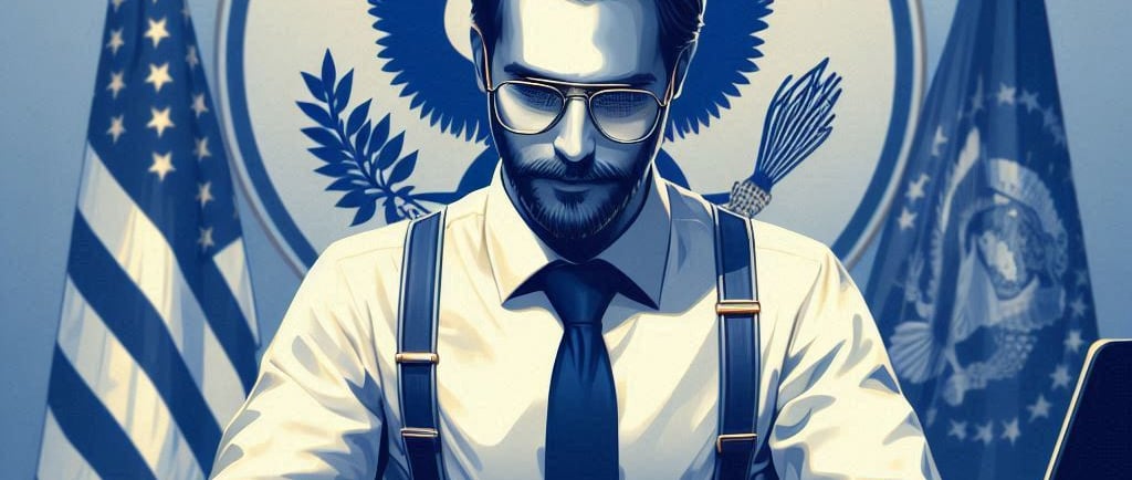 tradutor-juramentado-assinando-documento-em-escritorio-com-bandeiras-e-selo-atras