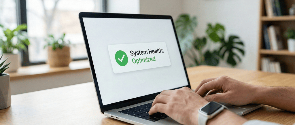 Notebook com sistema otimizado em escritório
