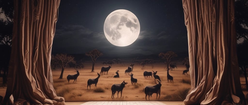 A dramatic theater stage with burgundy curtains ready to open.