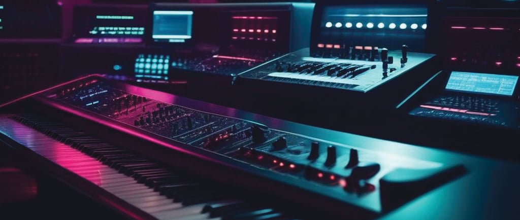 a keyboard and a keyboard in a recording studio
