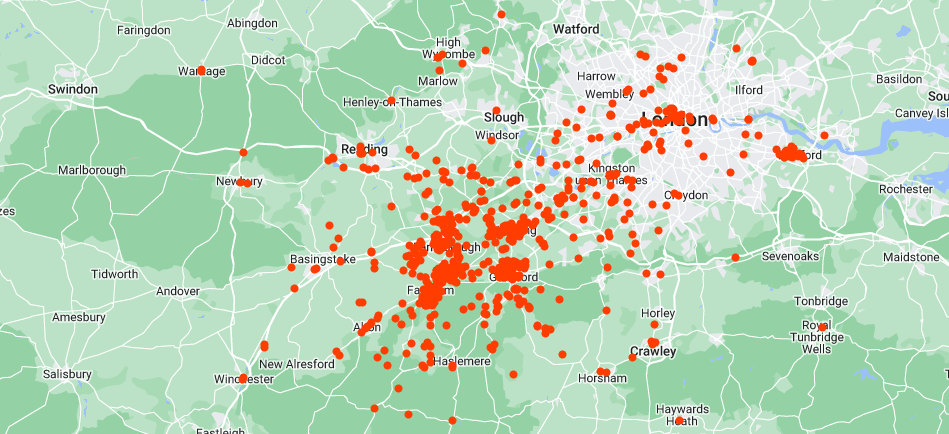 map of customers for Leovan Removals