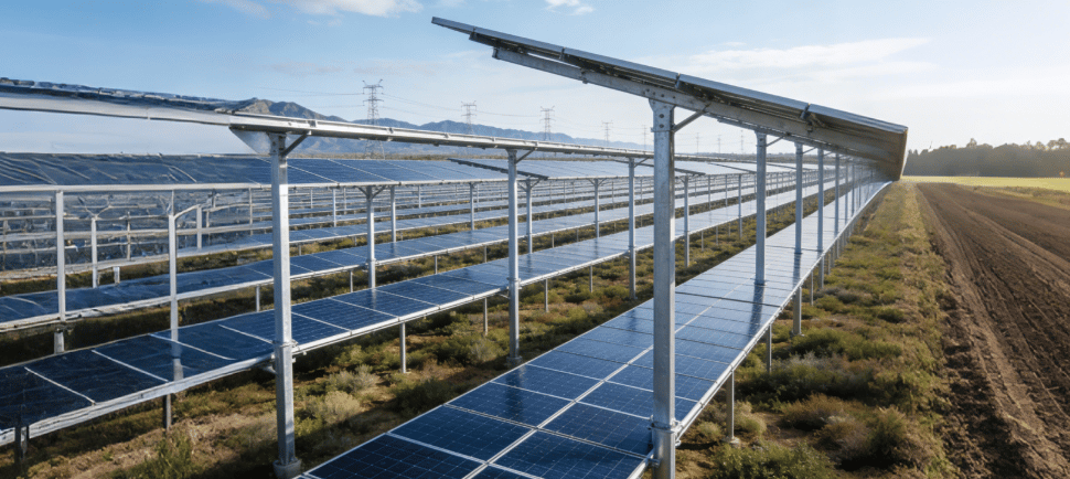 a solar powered solar panel system in a field