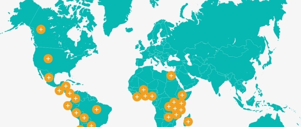 Mapa sobre lugares donde se promueven vasectomías por la World Vasectomy Day