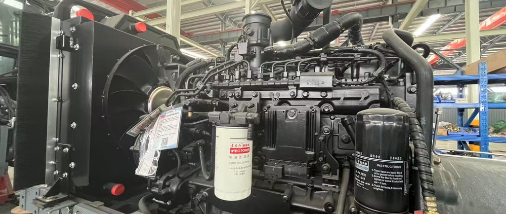 a large engine on a large machine in a factory