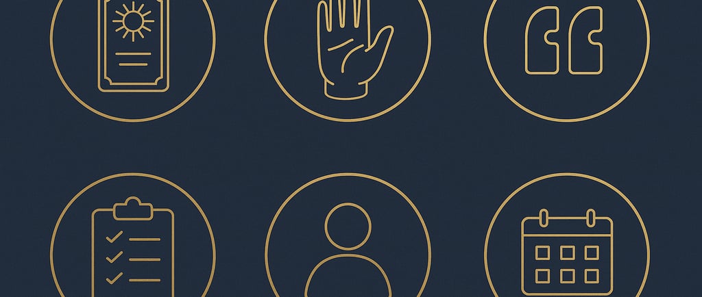 symbols of tarot, palmistry, people, dates