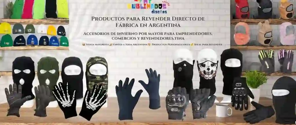 Productos para revender directo de fábrica en Argentina: guantes térmicos, pasamontañas, cuellos pol