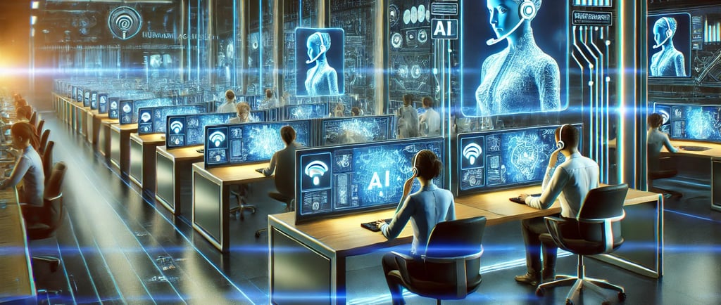 a man sitting at a desk with a lot of people