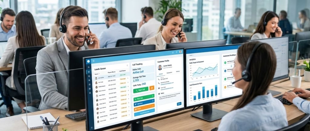 CRM and dialer systems helping businesses improve lead management, sales productivity, and customer communication.
