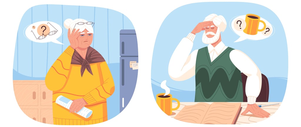 Two old people in the state of forgetfulness