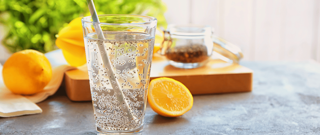 chia seeds soaking in water