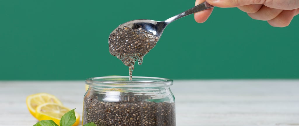 chia seeds in a glass container