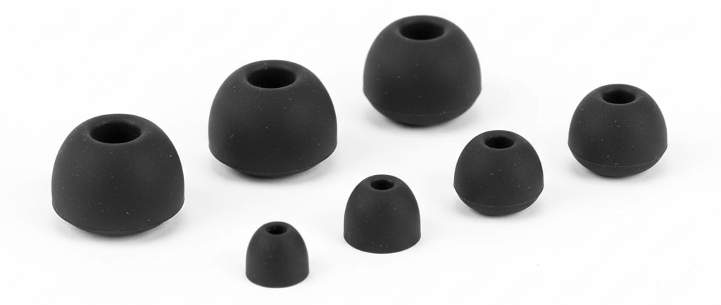 um grupo de vasos de plástico preto com fundo preto e branco