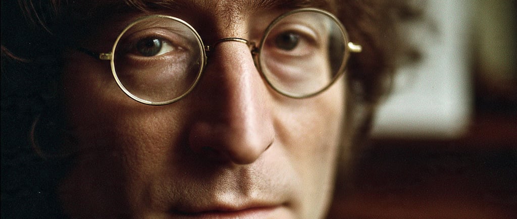 Transformación visual de John Lennon en 1967 con lentes redondos durante la era Sgt Pepper