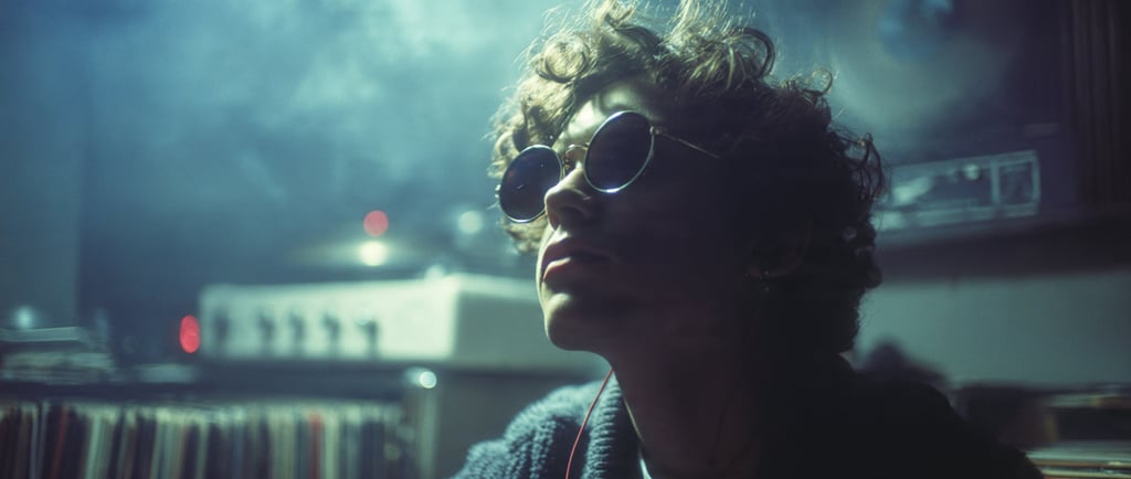 Johnny Depp en los años 2000 con lentes redondos estilo bohemio, representando el renacimiento indie