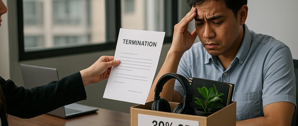 A Filipino BPO employee getting terminated despite only getting 30% of what clients pay him.