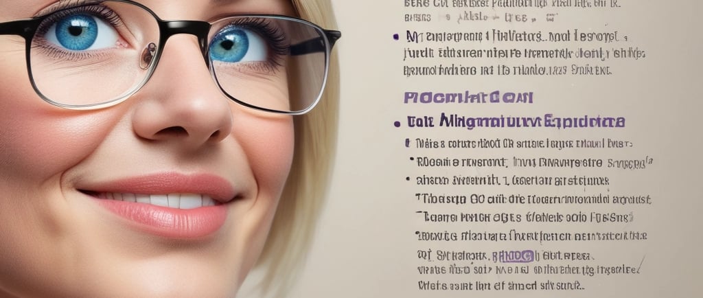 a woman with glasses and a blue eyeglass