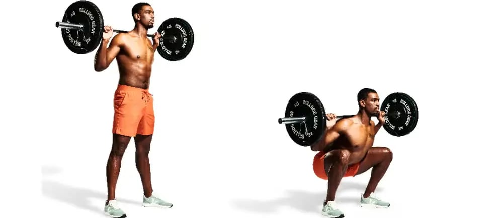a man doing a squat squat squat with a barbell