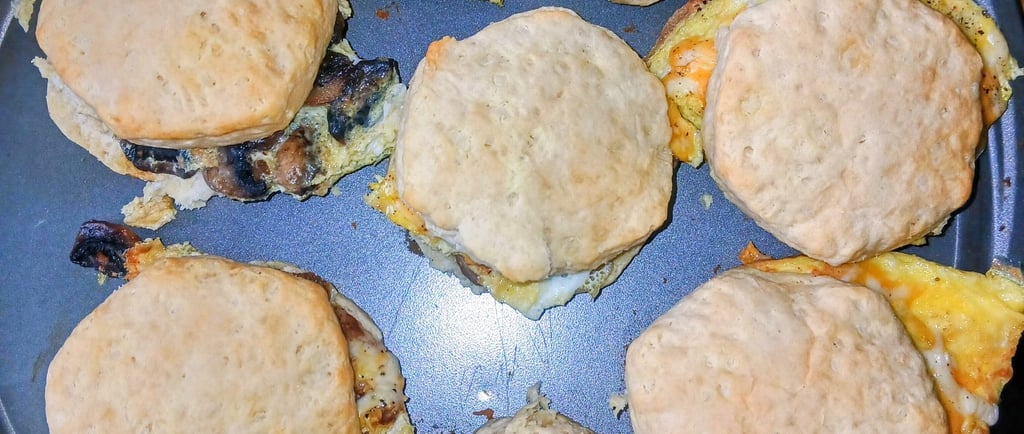 mushroom egg and cheese biscuit sandwiches