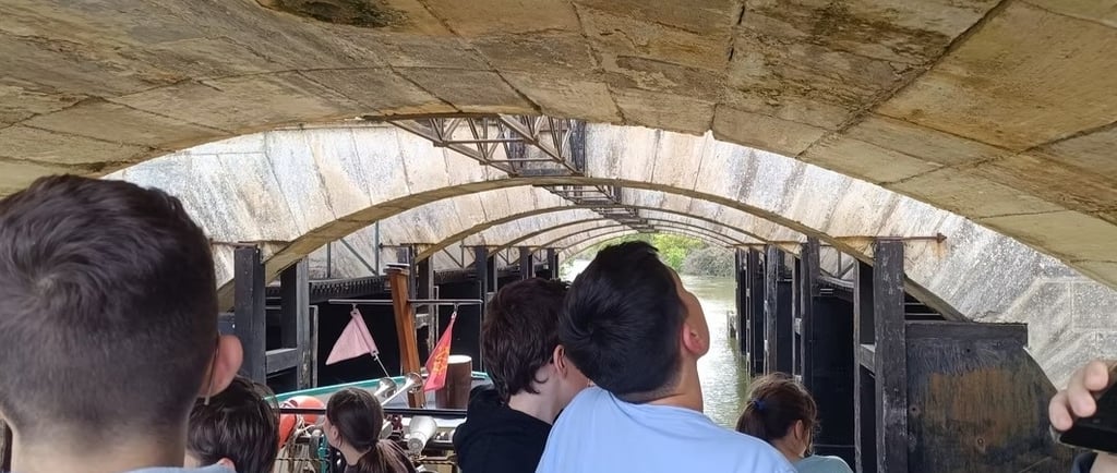 Moment de vie sur la péniche : les élèves découvrent les ouvrages du Libron