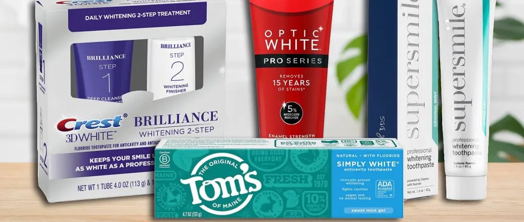 a image showing collection of whitening toothpaste 