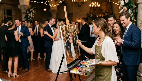 Winston-Salem, NC live wedding painter, artist for hire 
