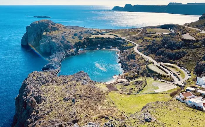 Heart shaped St. Pauls Bay in Rhodes Lindos