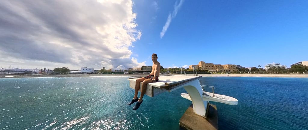 Elli Beach Jumping Tower in Rhodes Greece