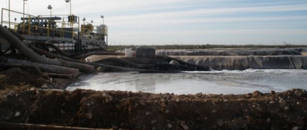 Image a produced water retention pond.