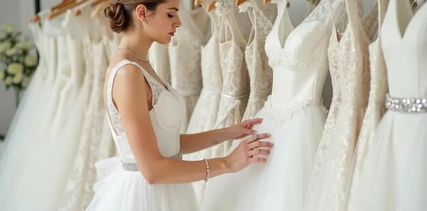 femme qui choisie sa robe e mariée
