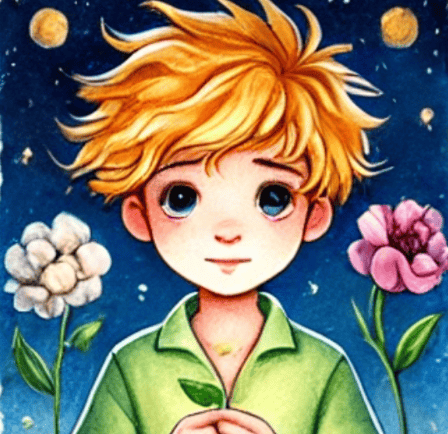 a boy with a flower in his hands