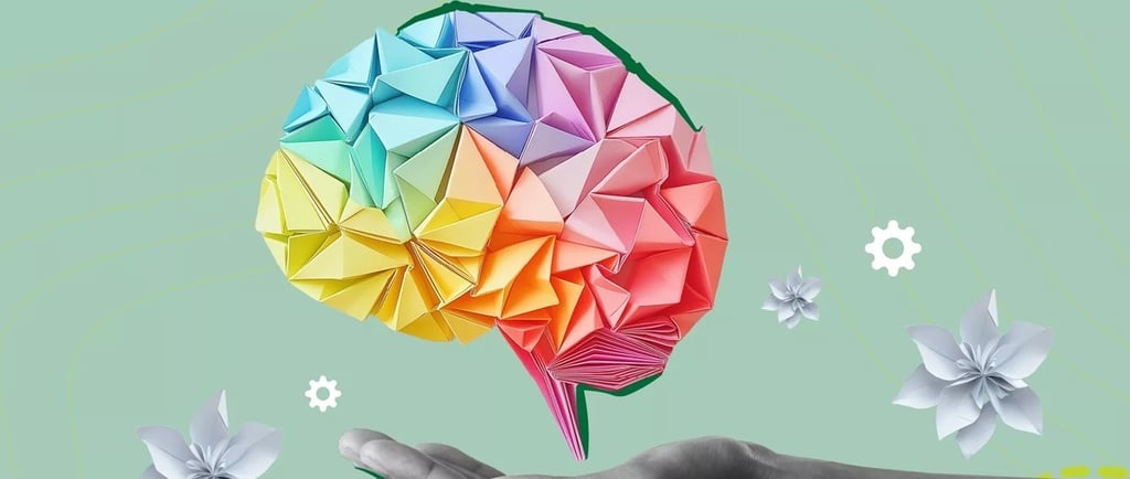 Un cervello fatto con gli origami per definire gli origami come terapia psicologica