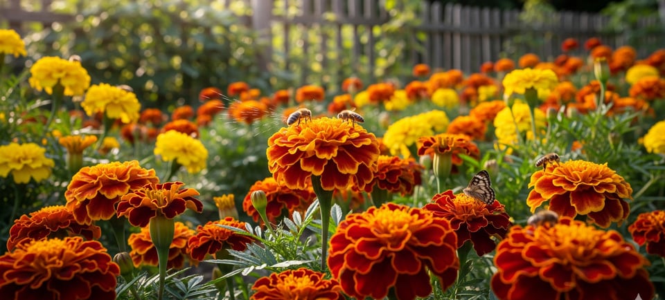 marigold flowers in the summer sun