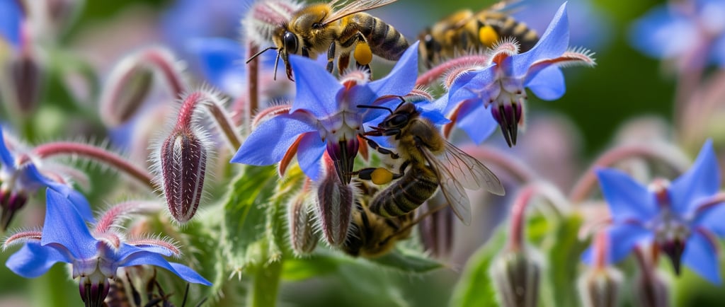close up on why blue flowers for bees